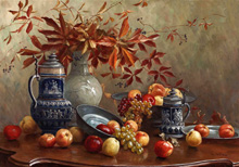 Натюрморт с кувшином и фруктами :: Camilla Göbl-Wahl (рубиново-красный, ржавый, тициановый… знойная осень)