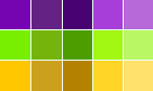 Color Palette by Color Scheme Designer: сиреневый, тёплый зелёный, сочный жёлтый
