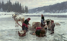 Прачки (Women doing laundry through a hole in the ice), Ekenaes Jahn, 1891 год