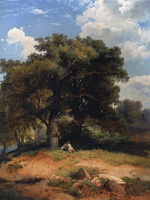 Пейзаж с дубами и пастушком :: Саврасов Алексей Кондратьевич, 1860 год