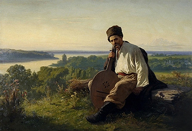Тарас Шевченко с кобзой над Днепром :: Трутовский Константин Александрович, 1875 год